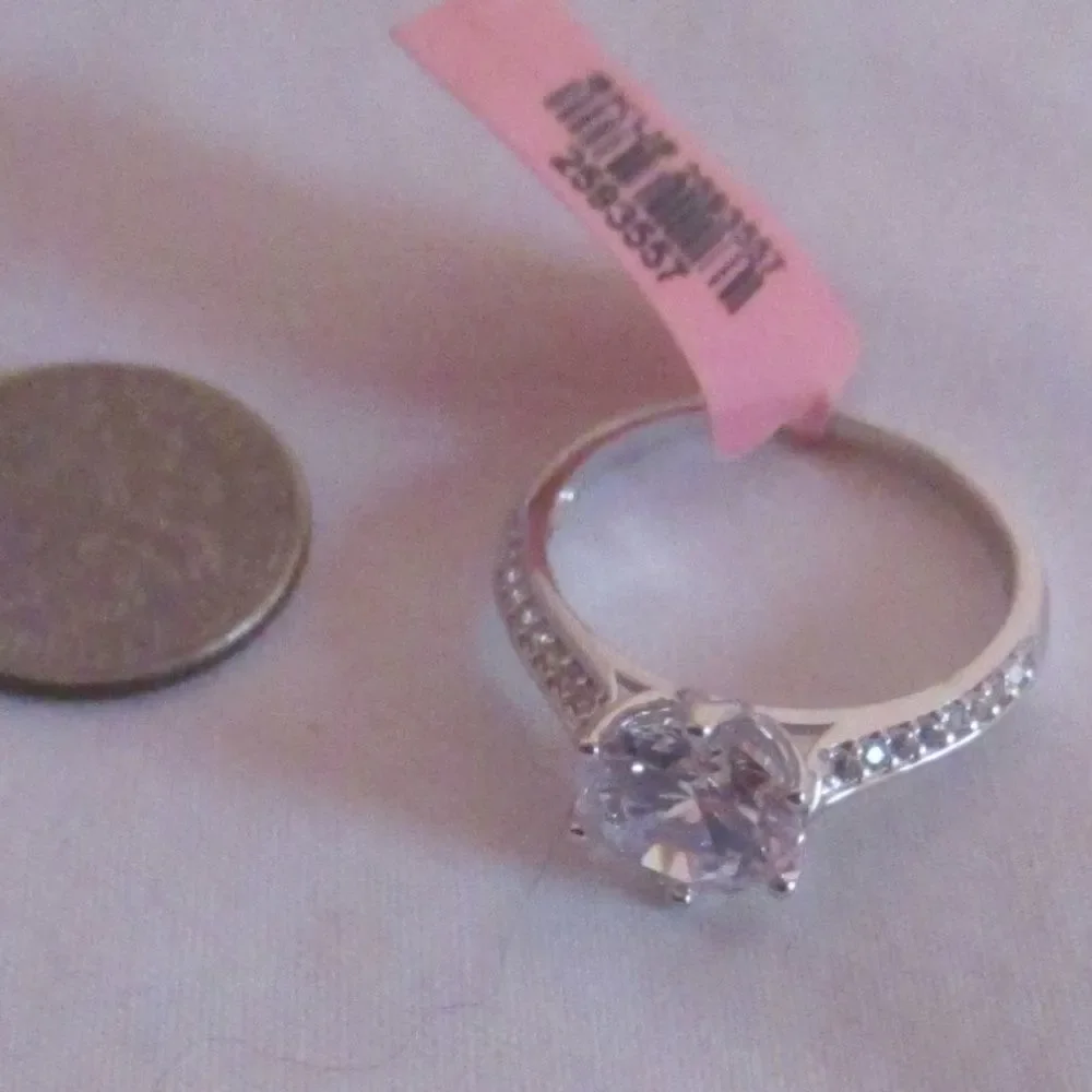 Simulated Diamond Ring Earring Set Sterling Size 8